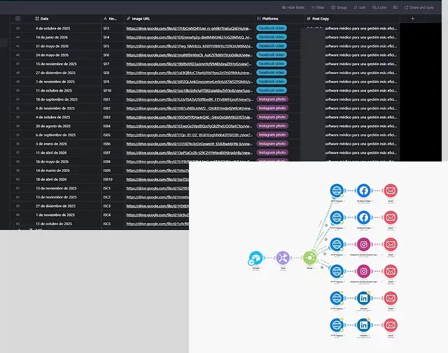 Automatización de contenido en redes: Instagram, Facebook y LinkedIn.